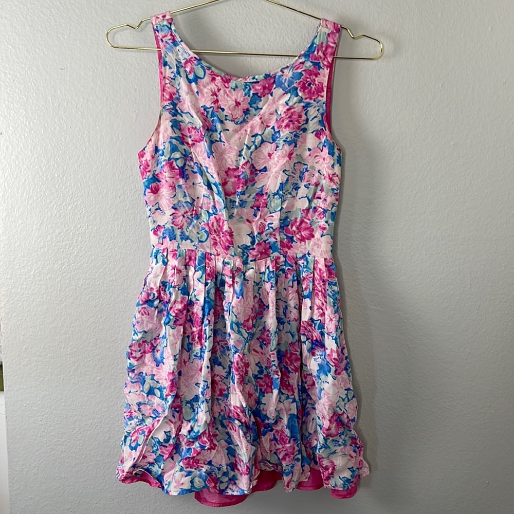 Forever 21 I Love H81 Pink and Blue Floral Mini Dress